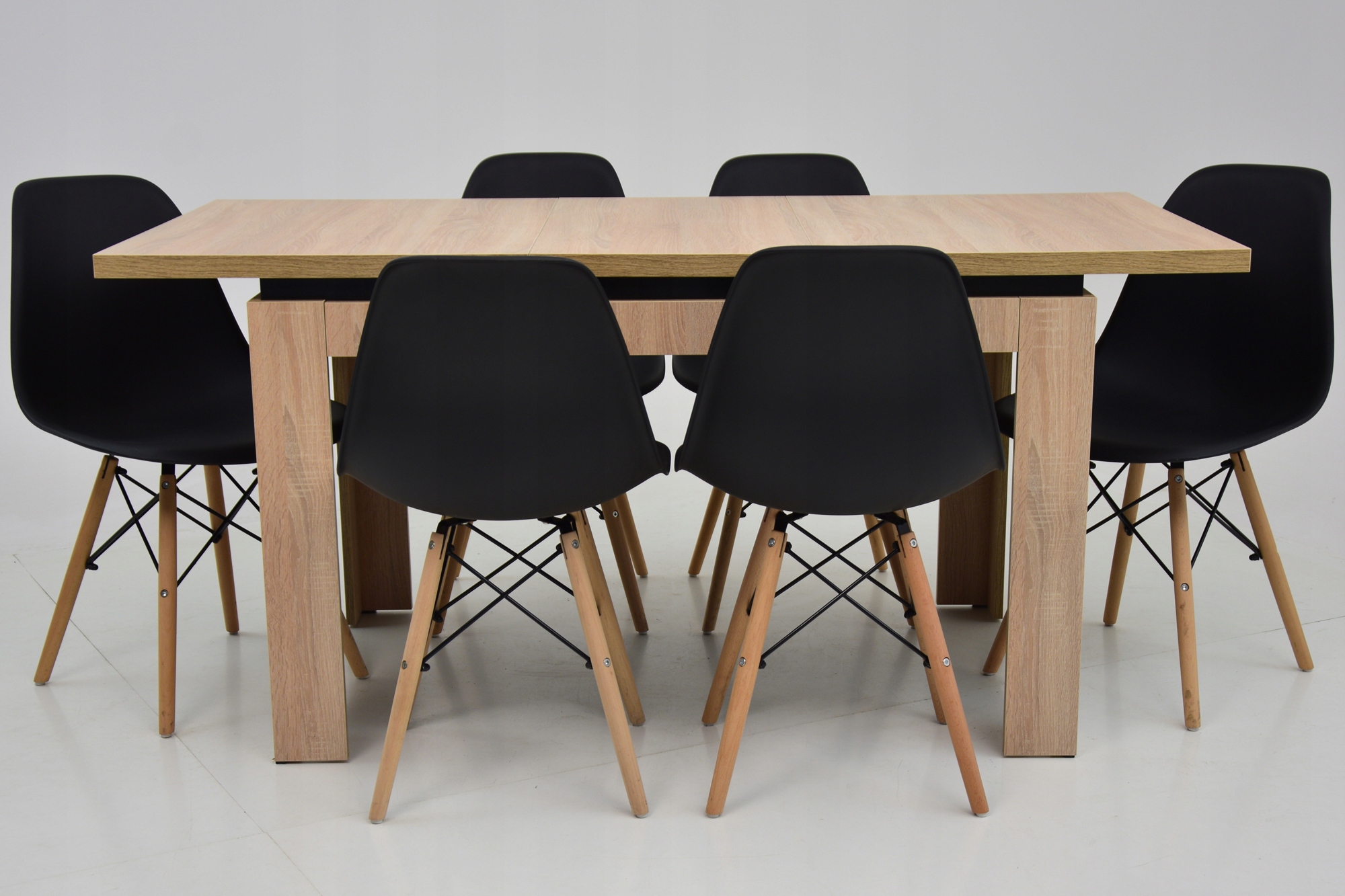 6 krzeseł SKANDYNAWSKIE i stół SONOMA 80x120/160 Szerokość stołu 80 cm