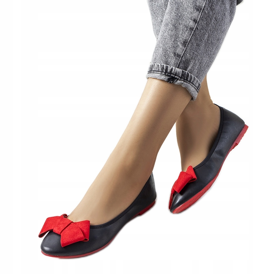 Czarne Skóra ekologiczna Buty Baleriny r.37