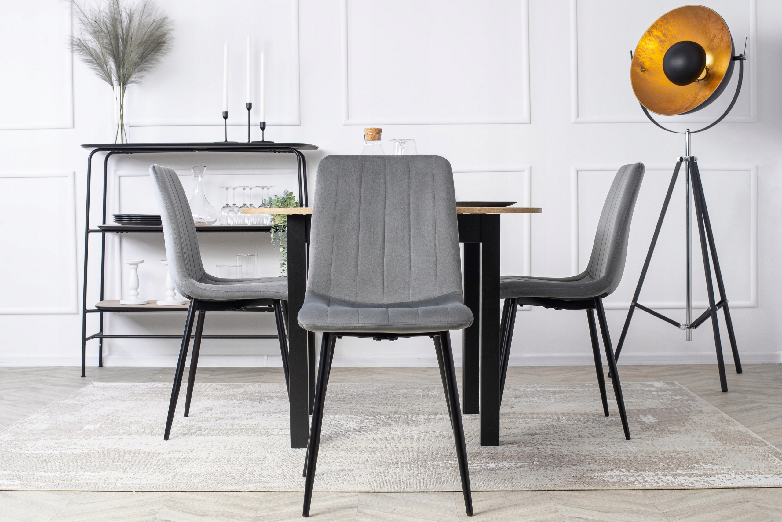 Zestaw Stół Z Krzesłami Rozkładany Okrągły Dąb Riviera Do Salonu Kuchenny Szerokość stołu 102 cm