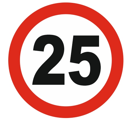 Naklejka Ograniczenie Prędkości 25km Znak Śr. 16cm