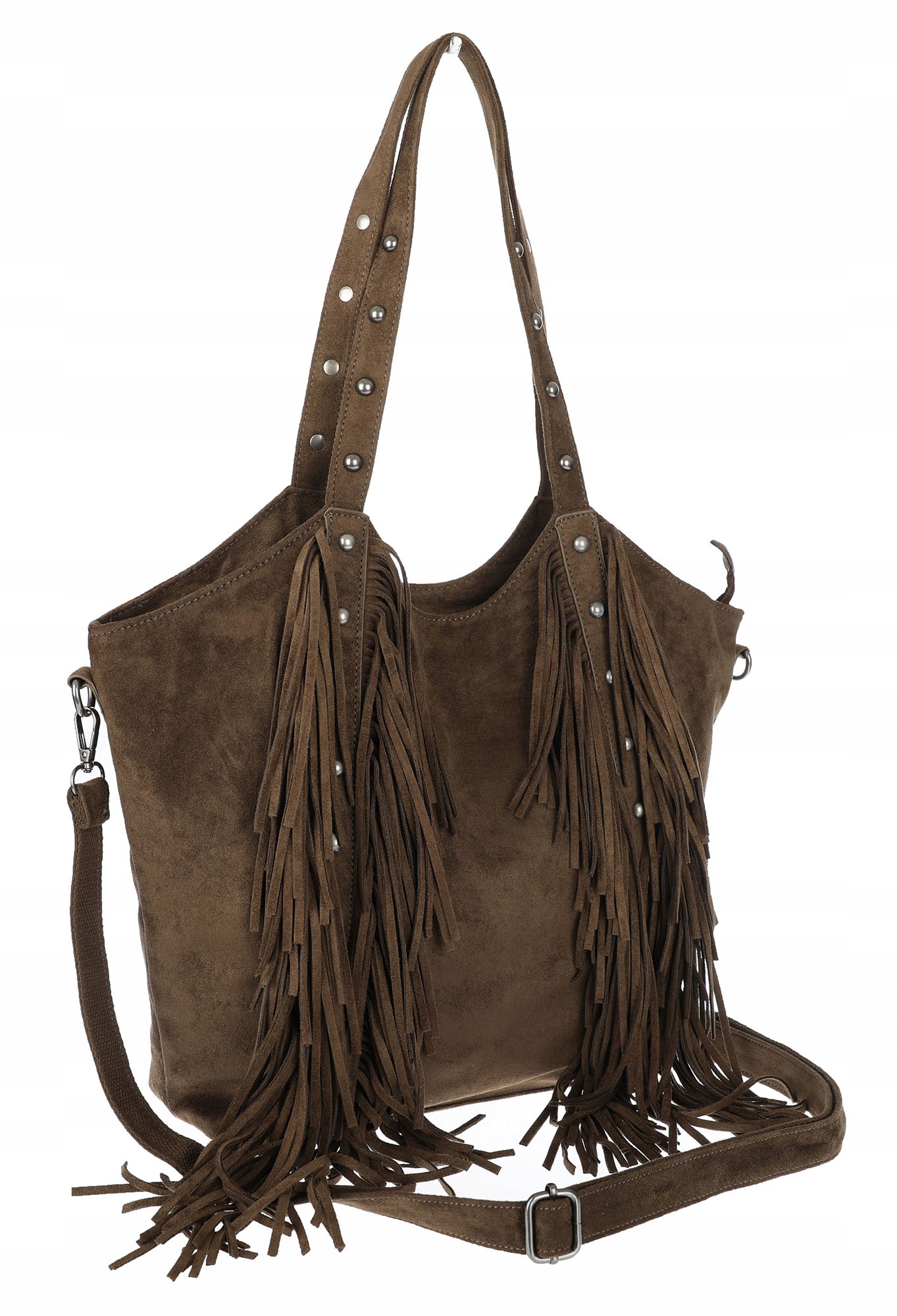 Dámská kabelka Semišová Třásně Shopper Taška přes rameno L3940 Zelená