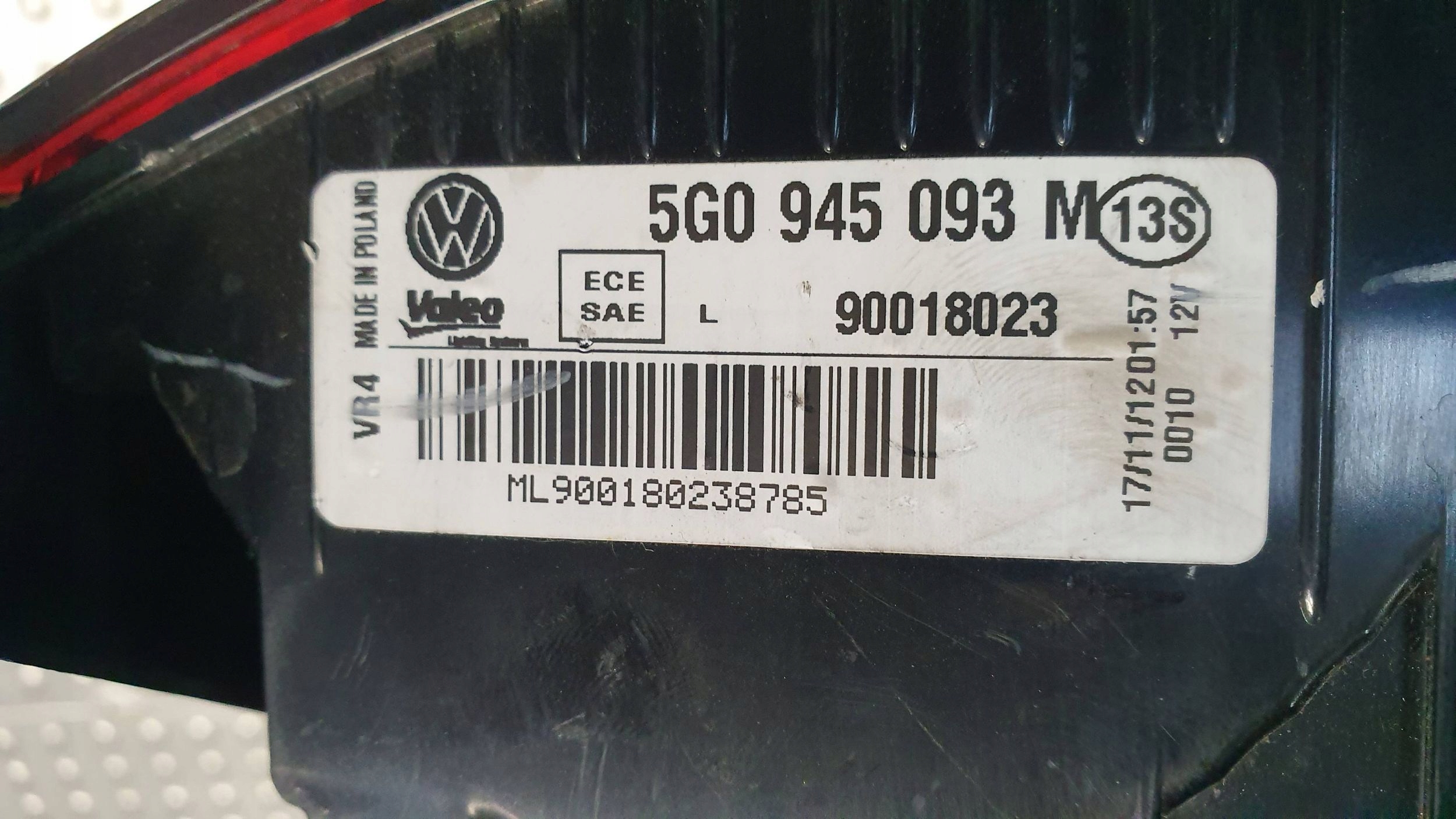 light rear part left to the bonnet VW GOLF 7 VII HATCHBACK 5G0945093M 12