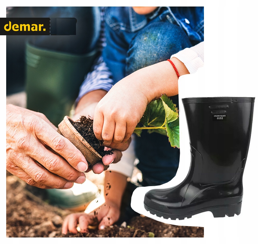 Kalosze Gumiaki Mocne GRAND BLACK Demar Polskie 47 Płeć mężczyzna
