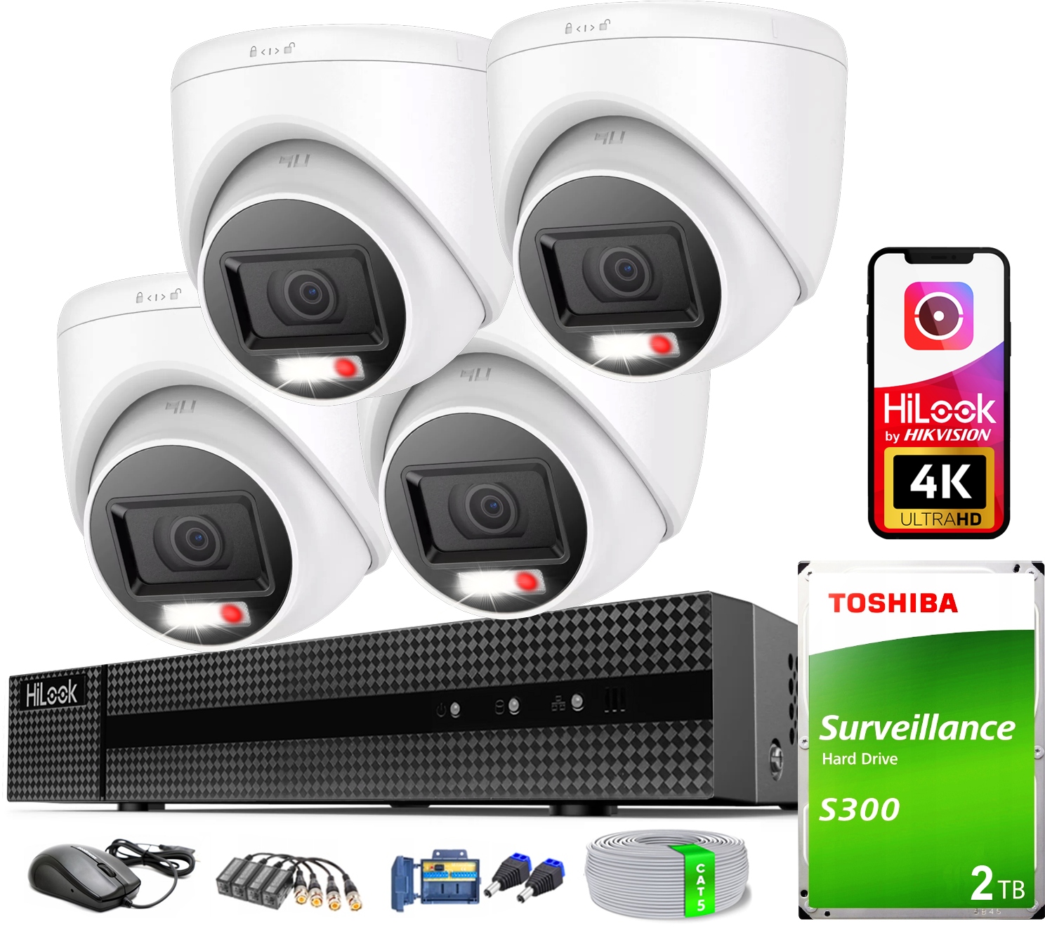 Sada pro monitorování 8MPx 4K HiLook od Hikvision 4 venkovní kamery 2TB