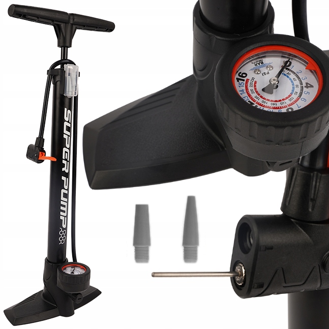 POMPKA ROWEROWA SAMOCHODOWA Z MANOMETREM DO ROWERU BALONÓW MANOMETR RĘCZNA