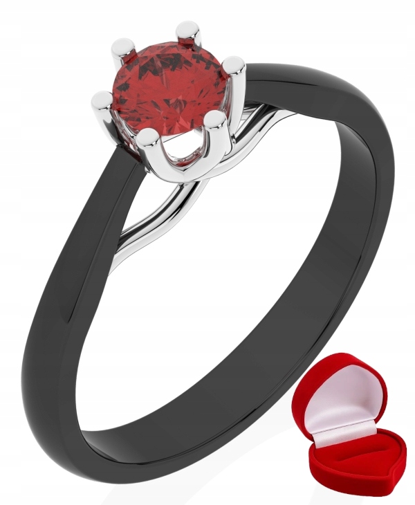 Zlatý Prstýnek 585 14k Rubín 0,30 ct Černé Zlato R16