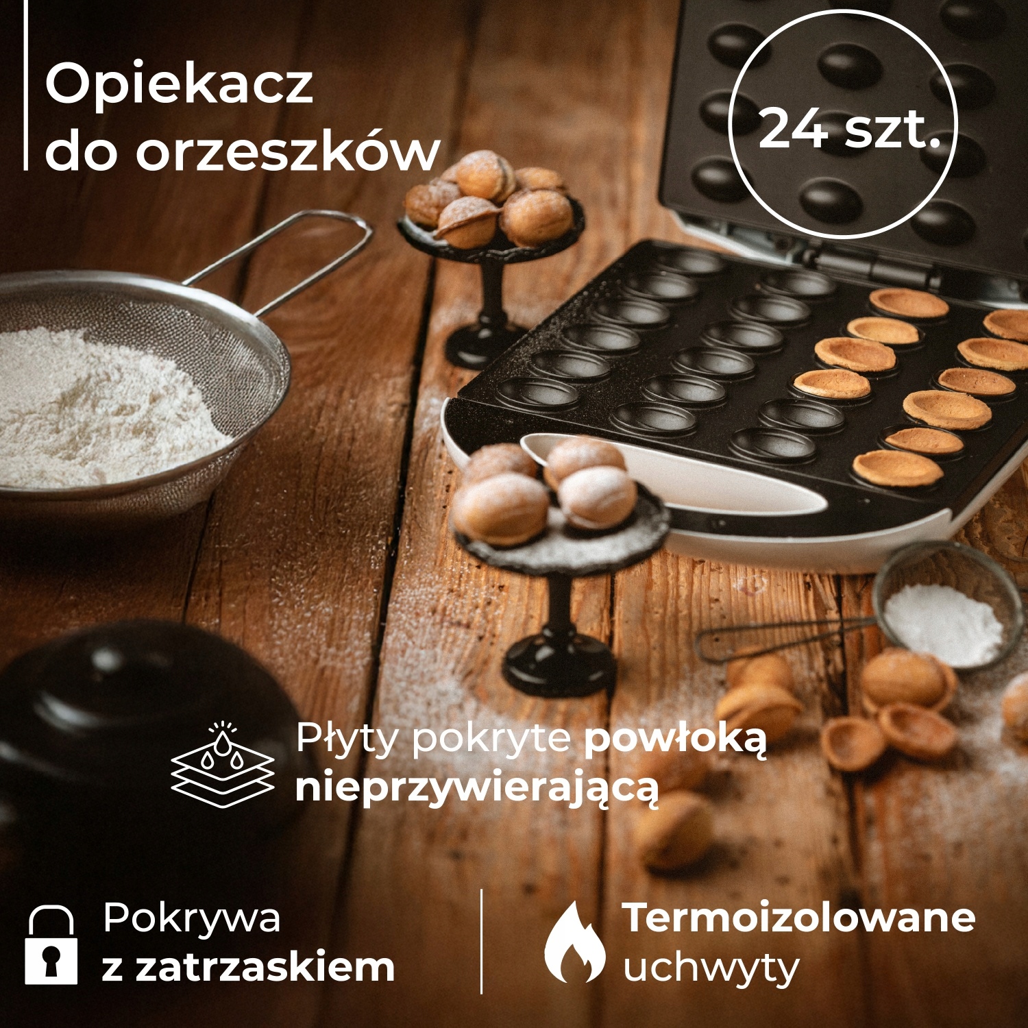 Opiekacz do Orzeszków XL AD 3039 - 24 Szt. Szybkie Pieczenie 1600W