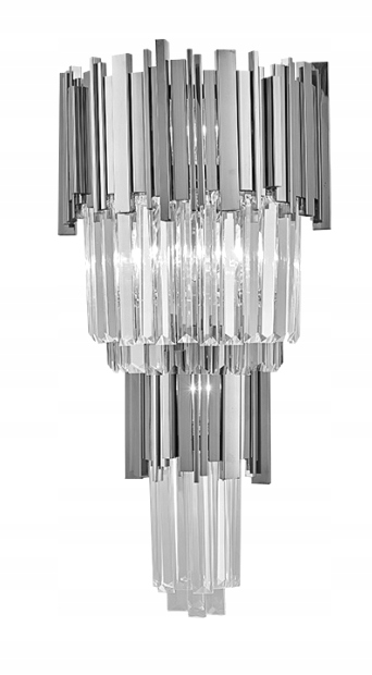 Pipe Organ Wall L chrome dvojradové krištáľové nástenné svietidlo 60 cm, chróm