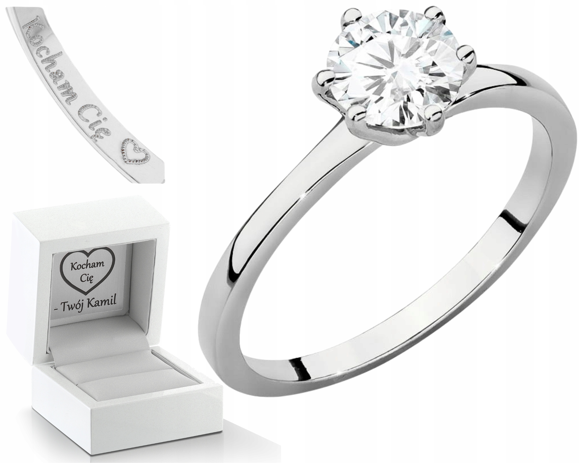 Bílý Zlatý Prstýnek S Laboratorním Diamantem 1,00 Ct