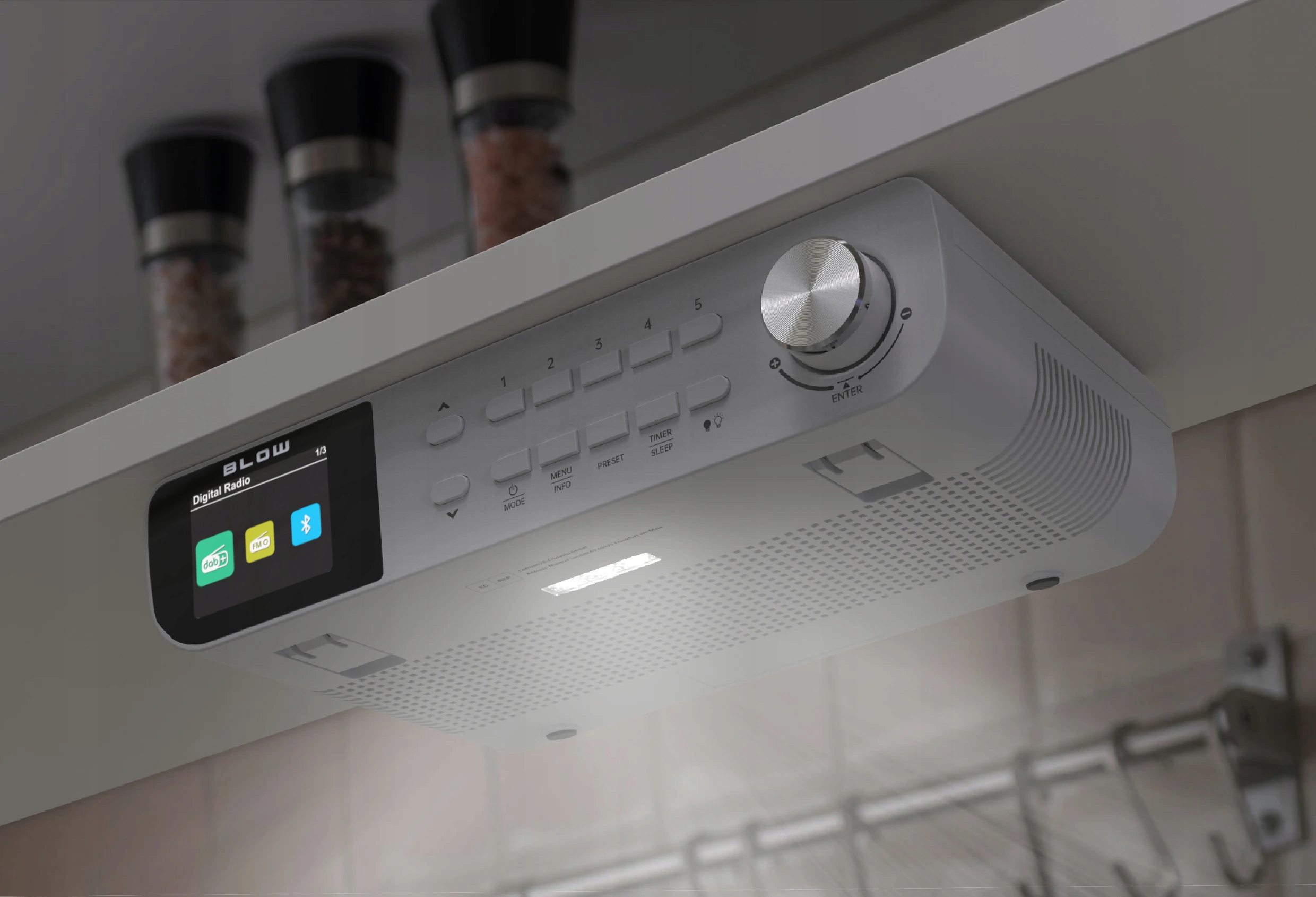 RADIO KUCHENNE PODWIESZANE PODSZAFKOWE FM/DAB+ BLUETOOTH LATARKA Radio DAB+ FM