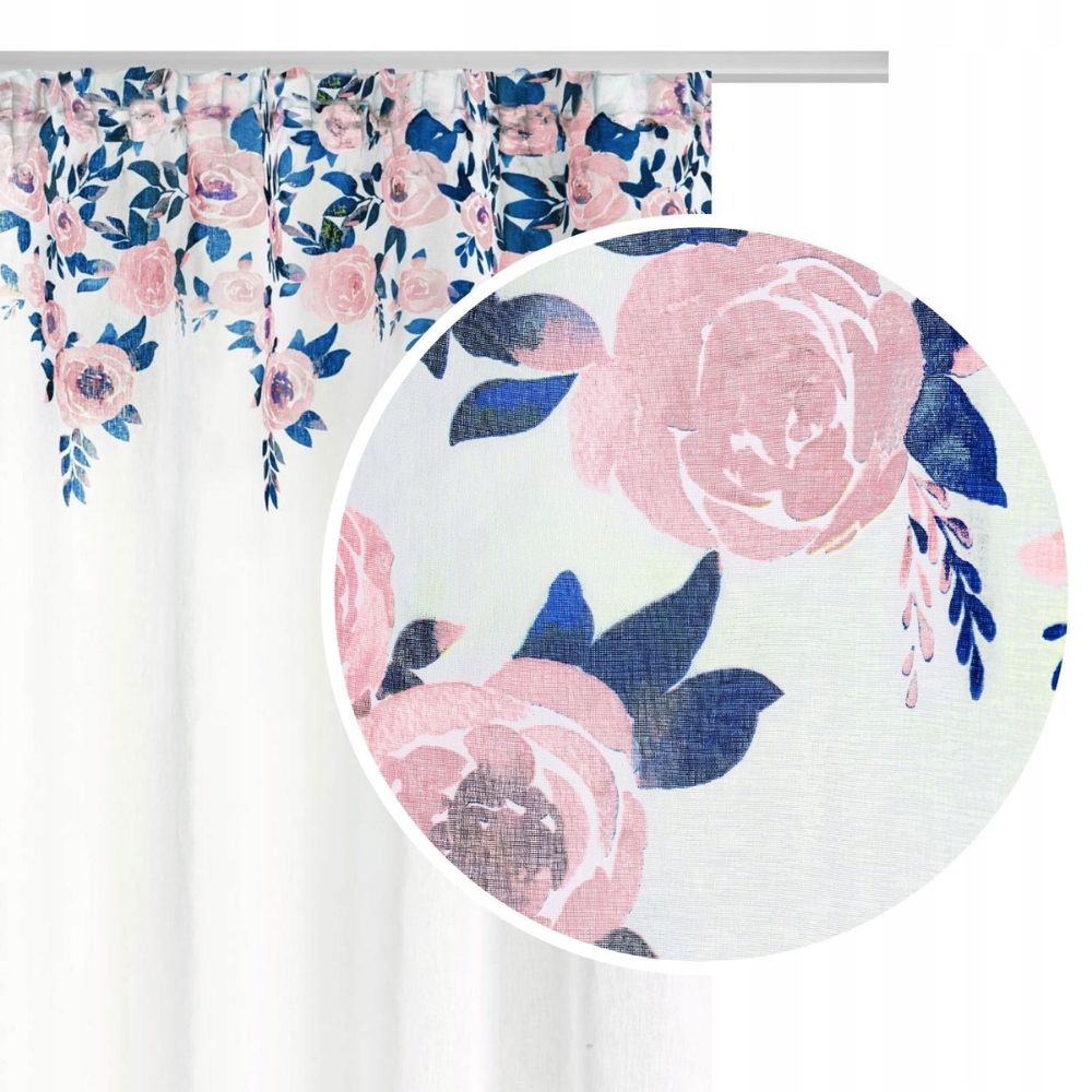 

Biała Firana Salon Taśma Kwiaty Mansion 140X250