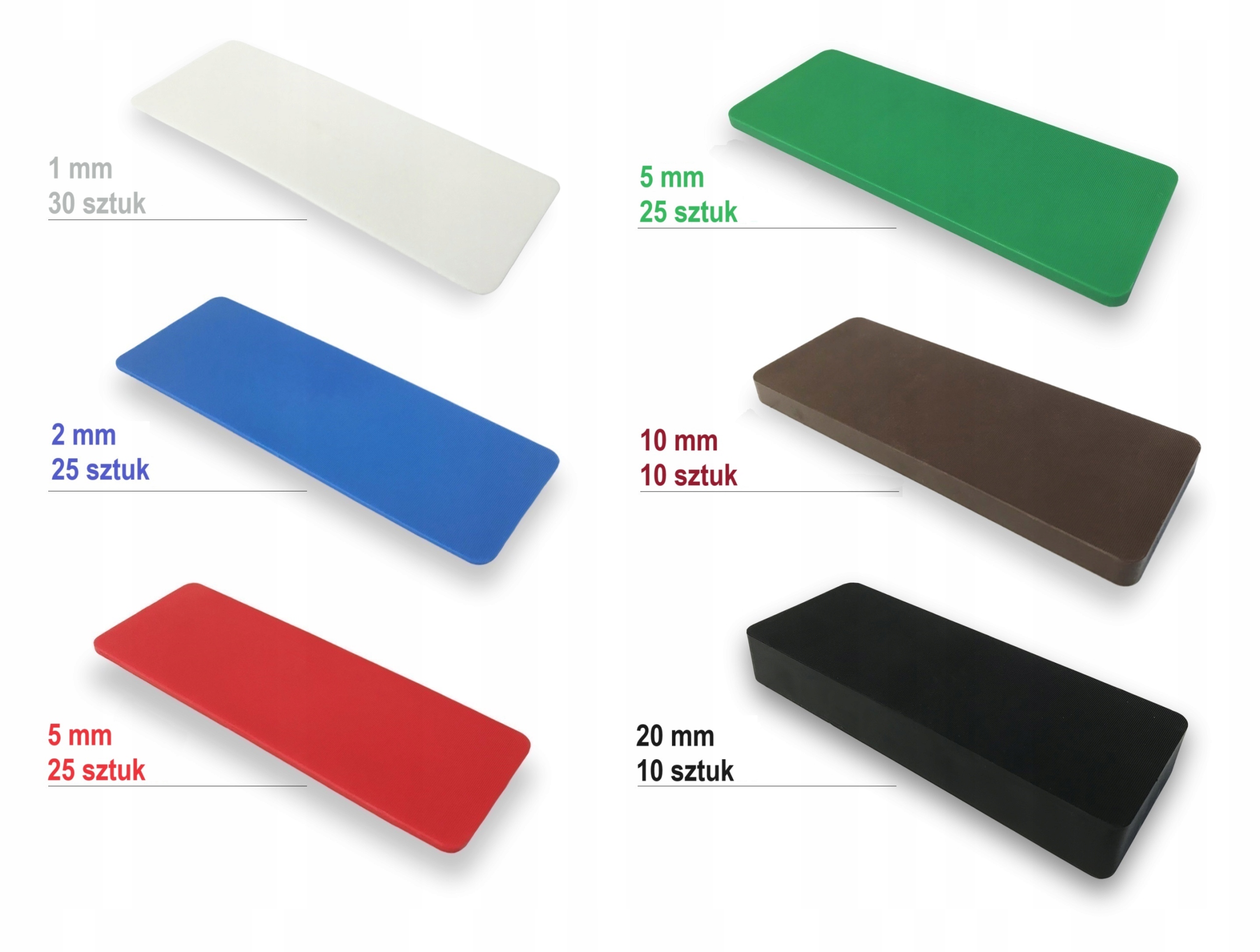 Miks mix podkładek poziomujących pod wysokie obciążenia HS od 1-20 mm x 125