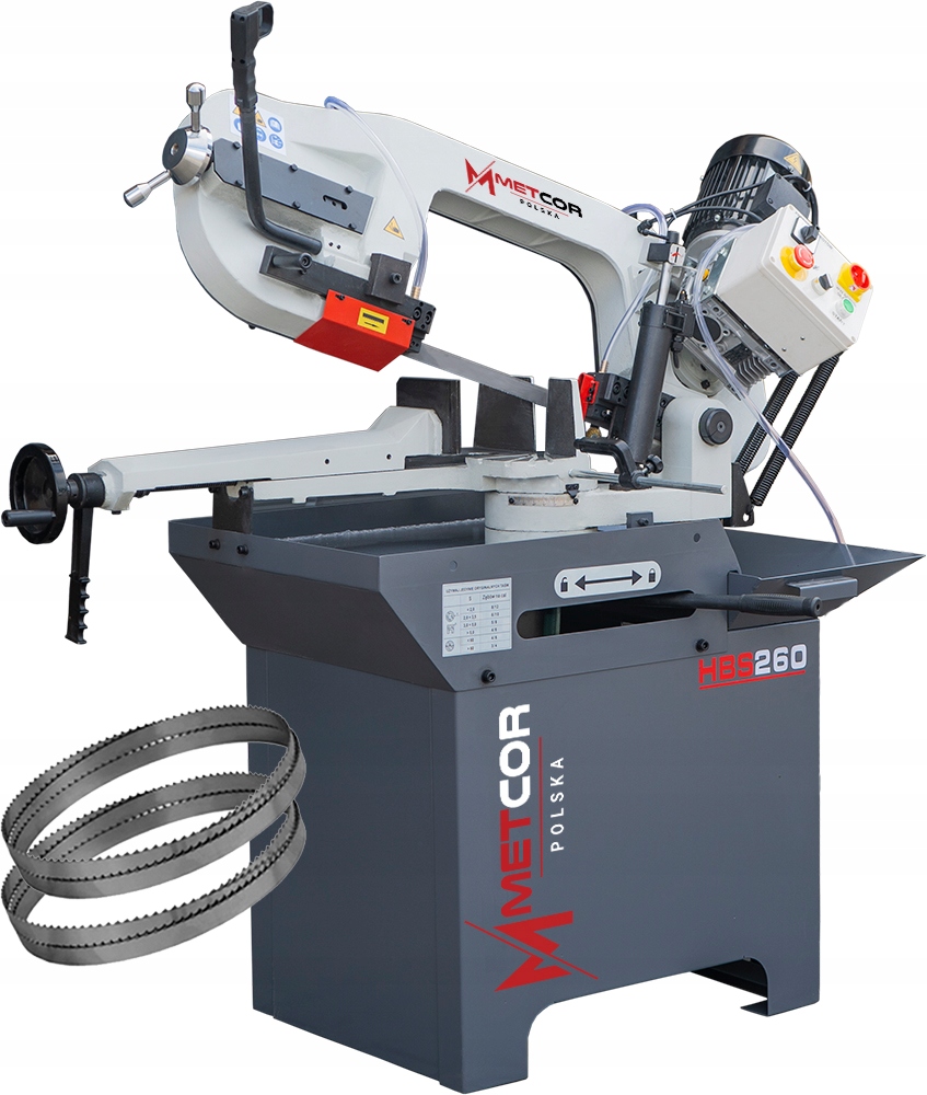 PRZECINARKA PIŁA TAŚMOWA do METALU HBS260 METCOR 260mm 400V ZESTAW