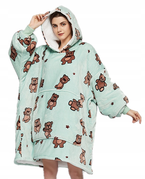 

Bluza Koc Kocobluza Ciepła Oversize 2w1 Misie