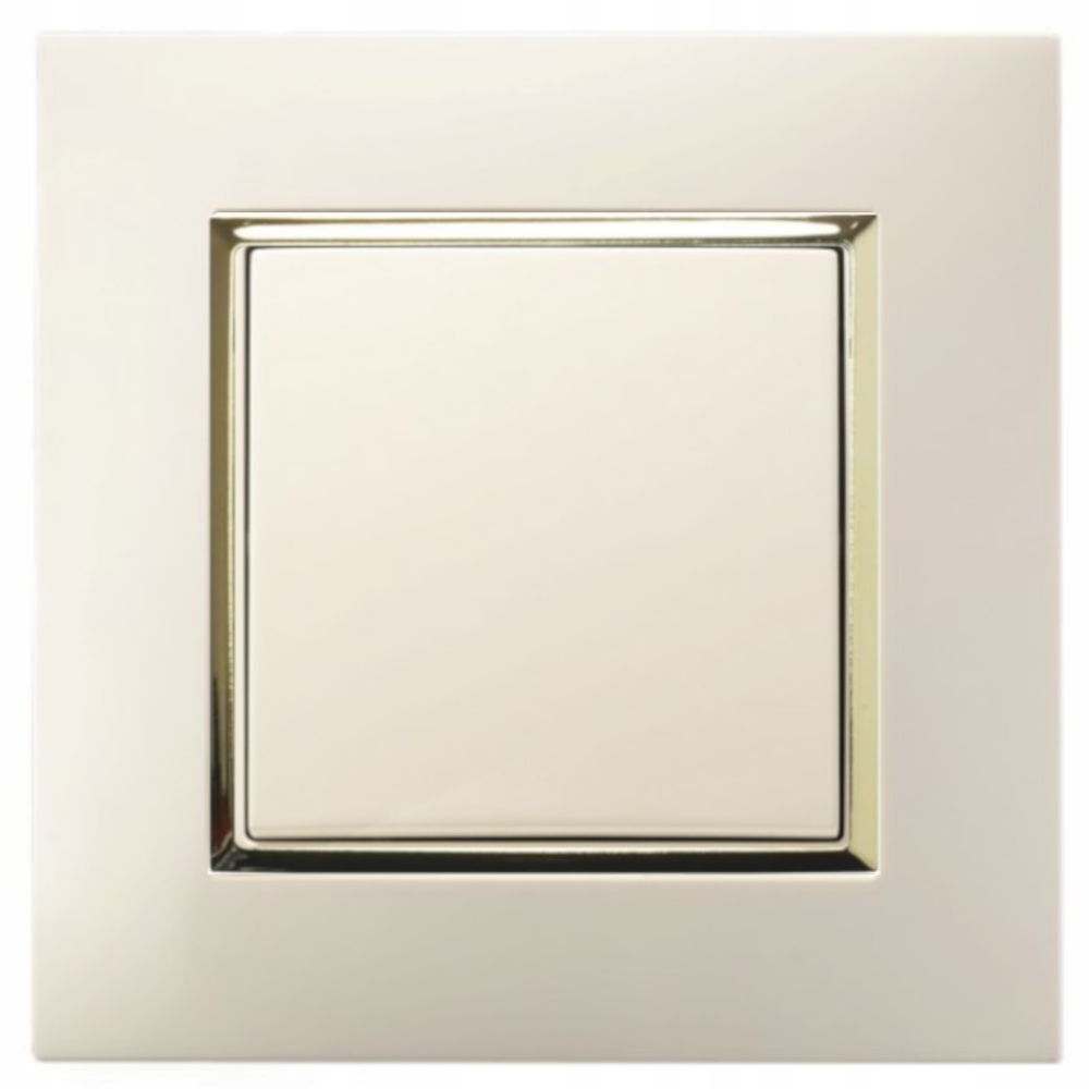 WŁĄCZNIK ŚWIATŁA POJEDYNCZY W RAMCE ECRU ZŁOTY