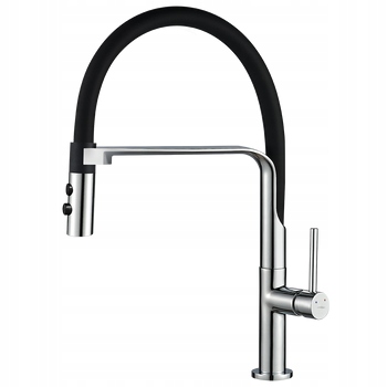 Kuchinox Bateria Kuchenna Stojąca Z Wylewką U Siluetto, Chrom/czarny