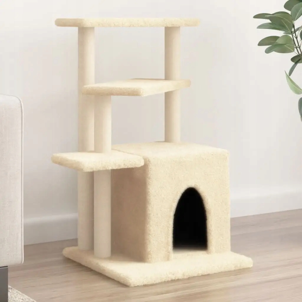 Levně Greatstore Škrabadlo pro kočky se sisalovými sloupky krémové 83,5 cm