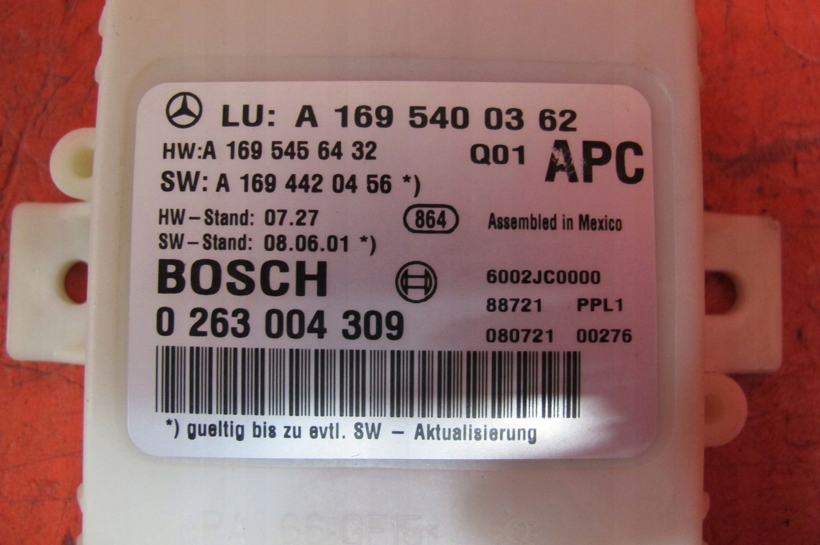 MERCEDES W245 B-KLASA W169 A-KLAS module control unit CZUJNIKOW PDC A1695400362