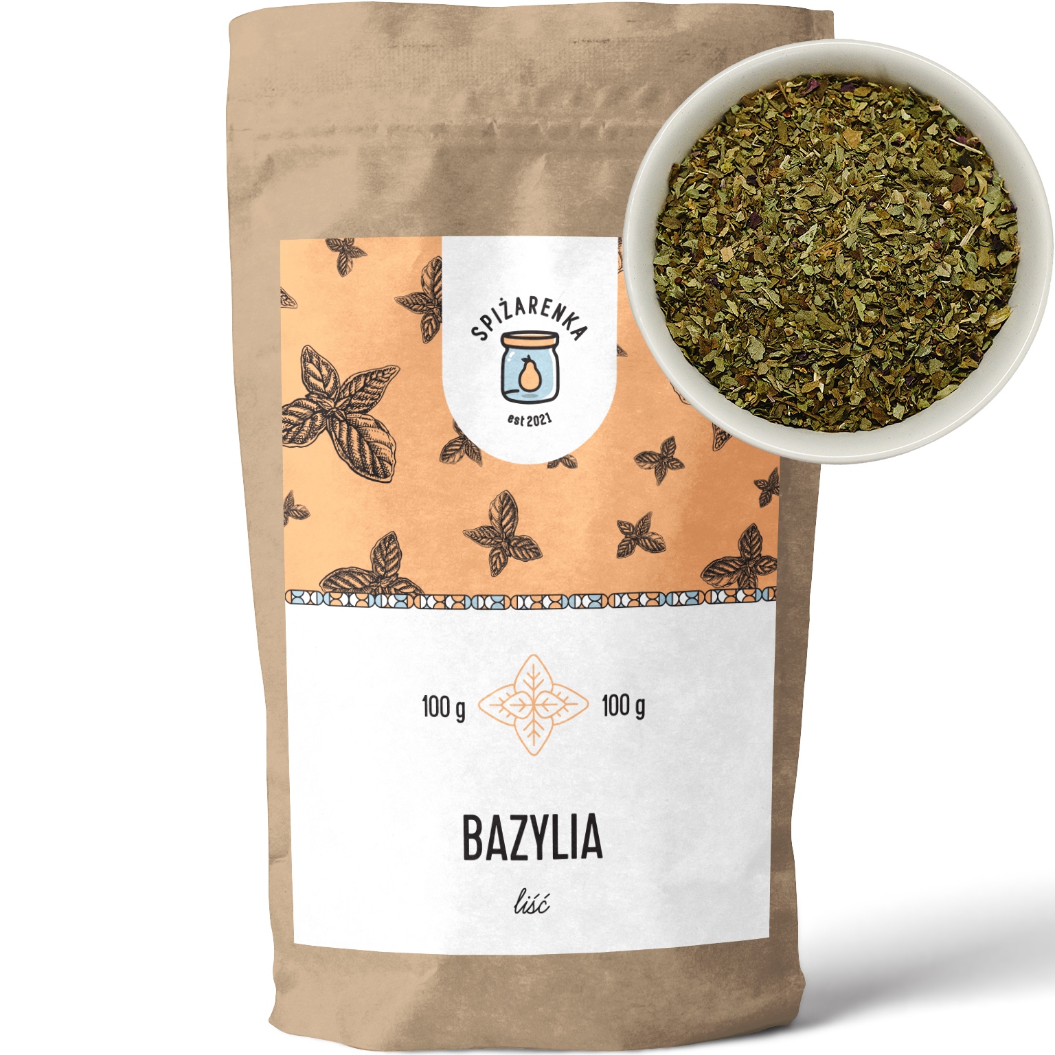 Levně 5 x Bazalka sušené listy Aromatická kuchyně Italská Velká Balíčka Spiżarenka