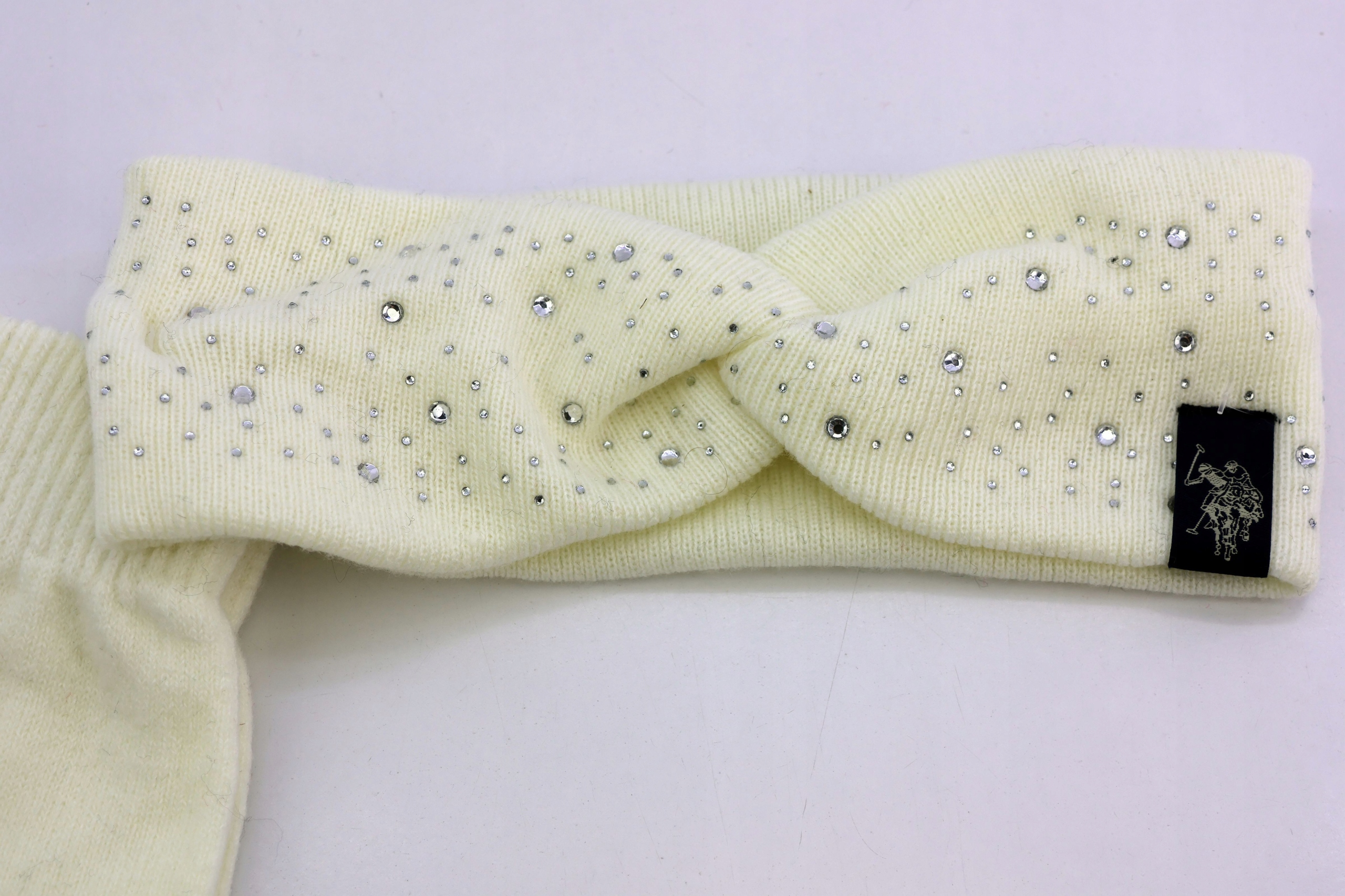 Zestaw zimowy damski opaska na uszy i rękawiczki U.S. Polo Assn. cyrkonie Rozmiar uniwersalny