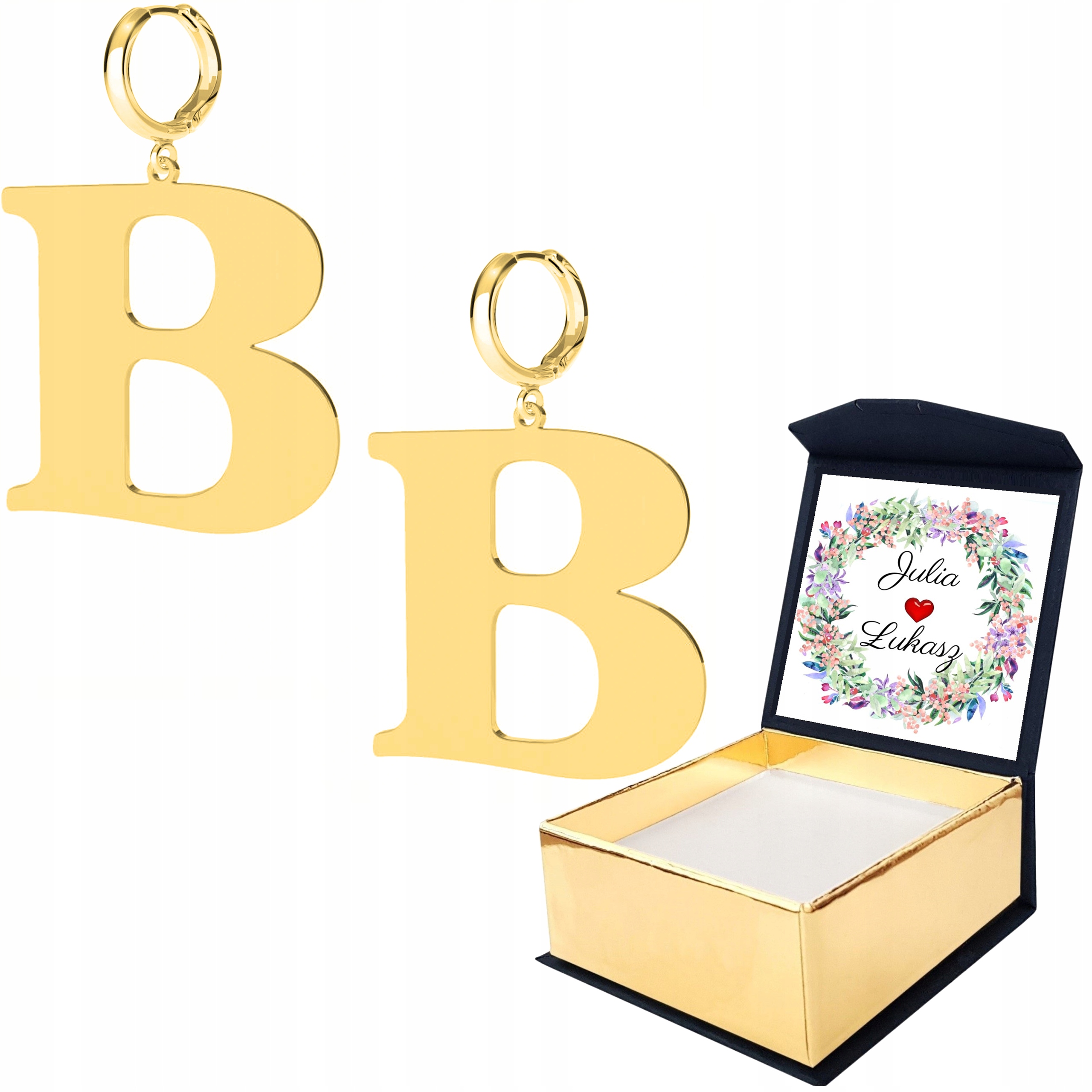 

Kolczyki złote Wielka Litera B 925 Własny Nadruk