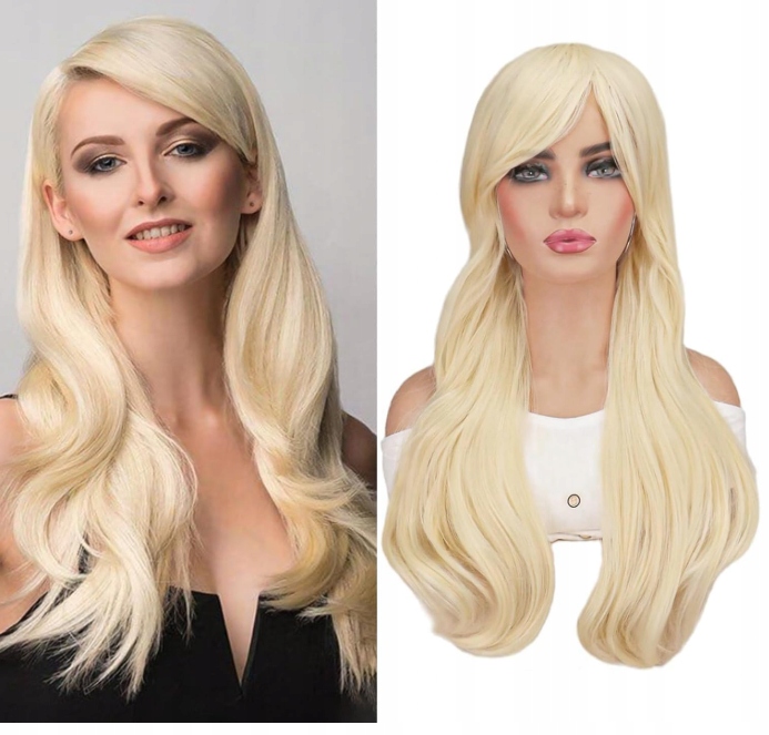 Yeeshedo Dlouhé vlnité syntetické vlasy paruka 70 cm světlá blond
