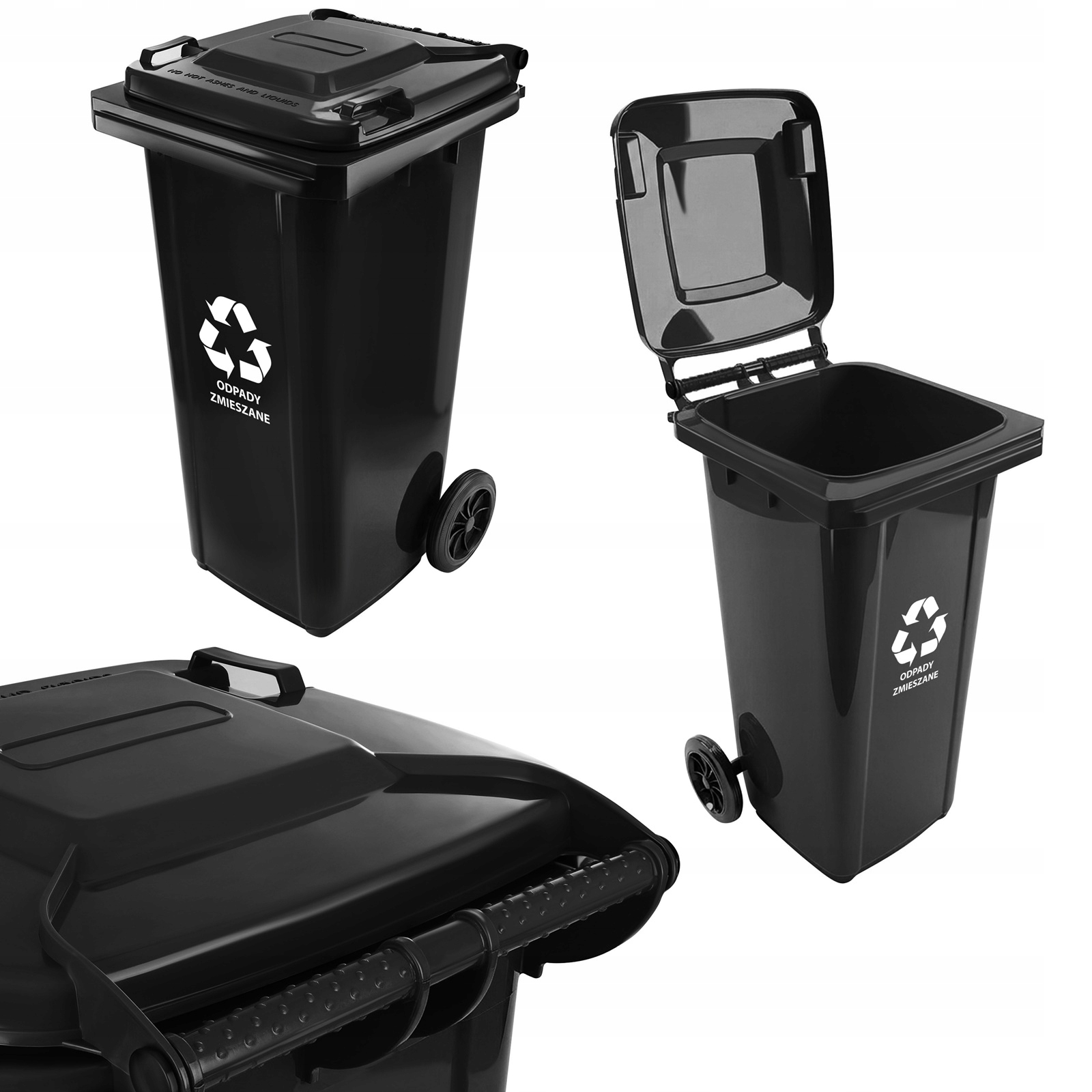 Pojemnik 120L czarny odpady komunalne Kosz z pokrywą i kołami Kubeł