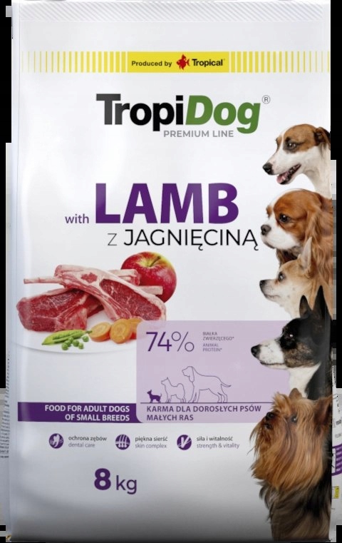 Tropidog Premium Adult Small Breeds S Jehněčím a Rýží 8kg