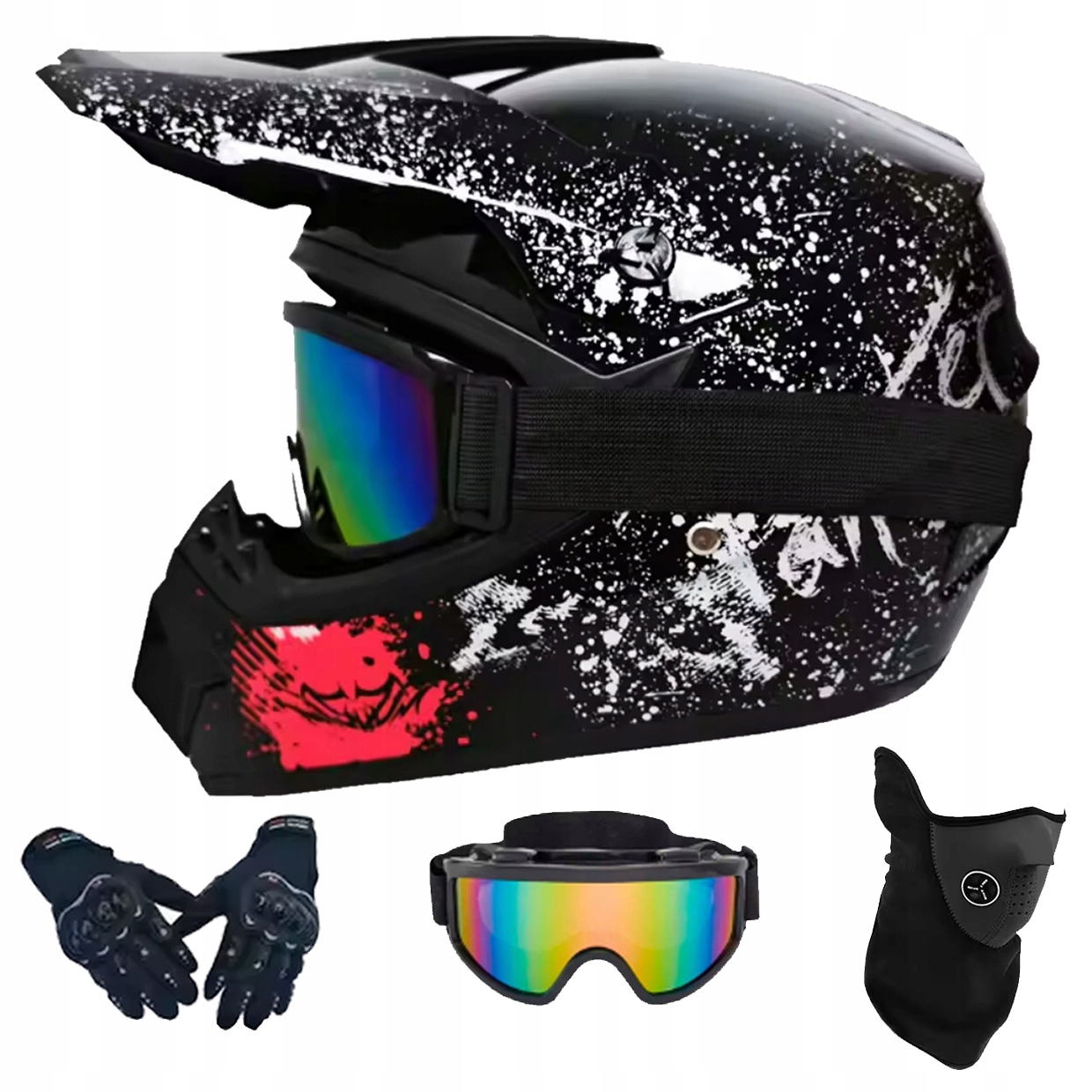 Helma Na Elektrickou Koloběžku Cross Enduro Quad Bmx Helma Brýle Rukavice M