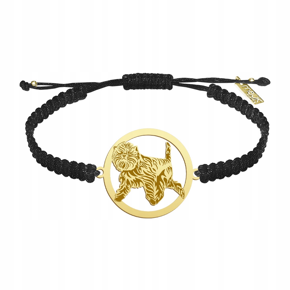 Zlatý náramek s psem Pinč Opičí 925 Makramé Šperky Žena Gravírování