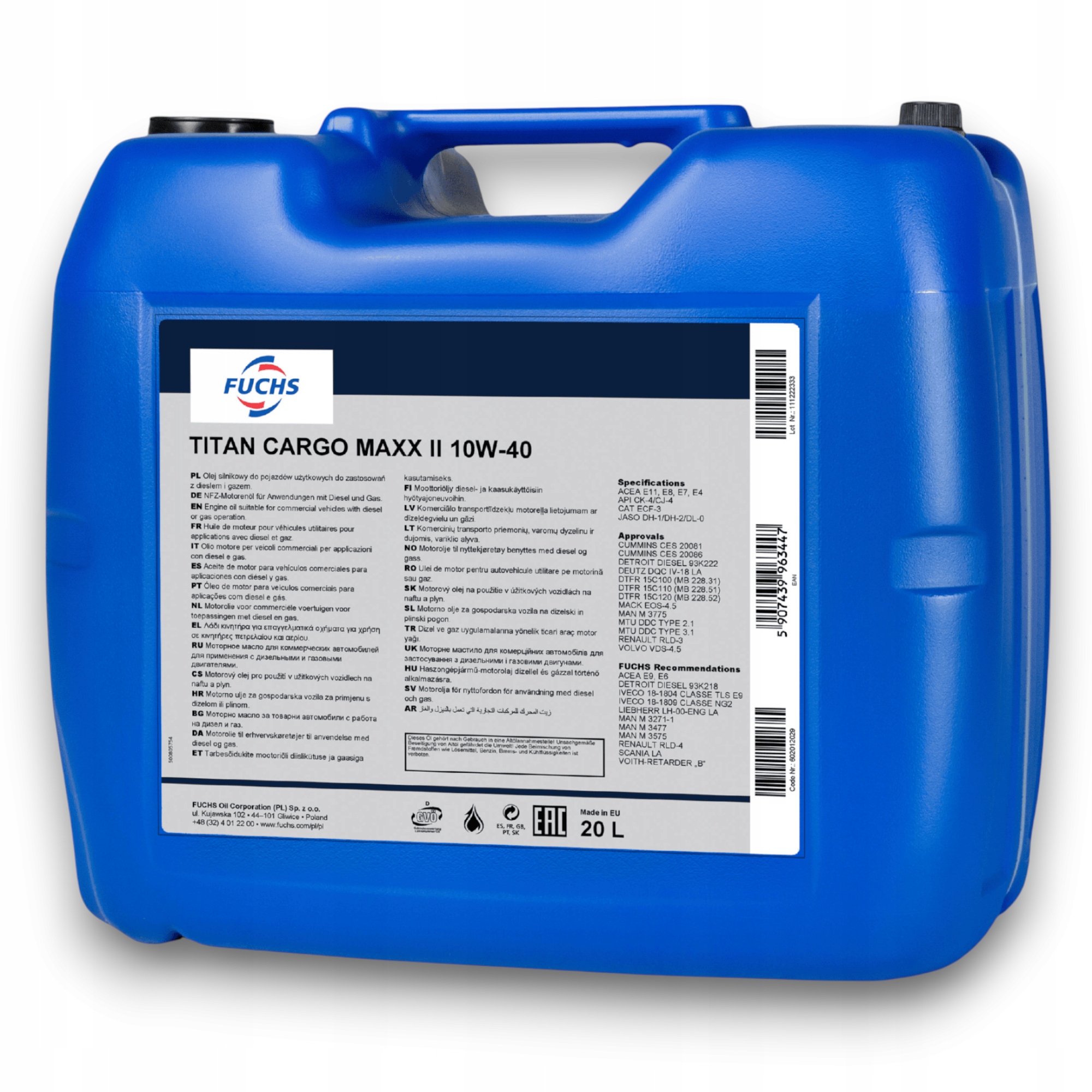 Fuchs Titan Cargo Maxx II 10W-40 20 l olej silnikowy Xtl Low Saps