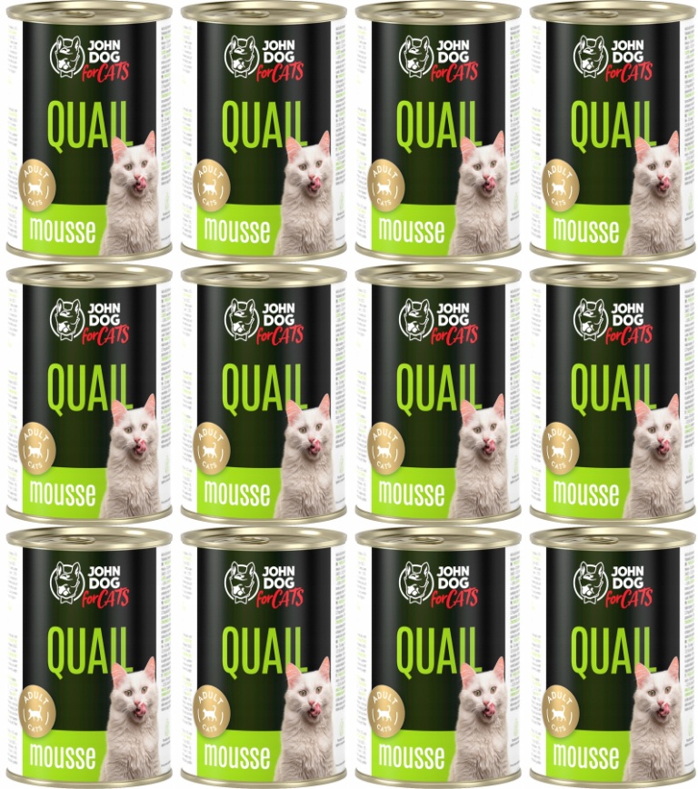 Levně John Dog For Cats Pěna Křepelka 12 x 400 g