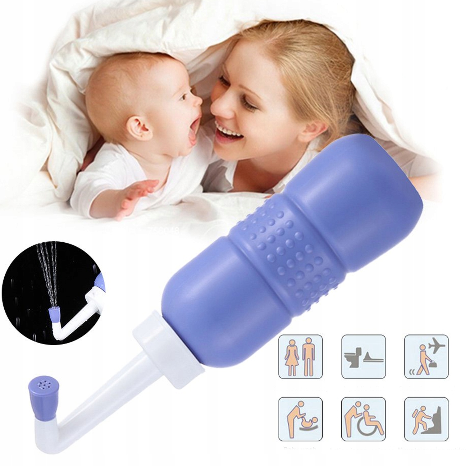 WIELOFUNKCYJNY PRZENOŚNY PODRÓŻNY BIDET DO PODMYWANIA OPRYSKIWACZ 450ML