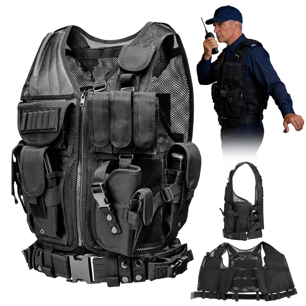 Taktyczna Kamizelka Plate Carrier Z Kieszenie Modułowe Regulowana Z Zamkiem