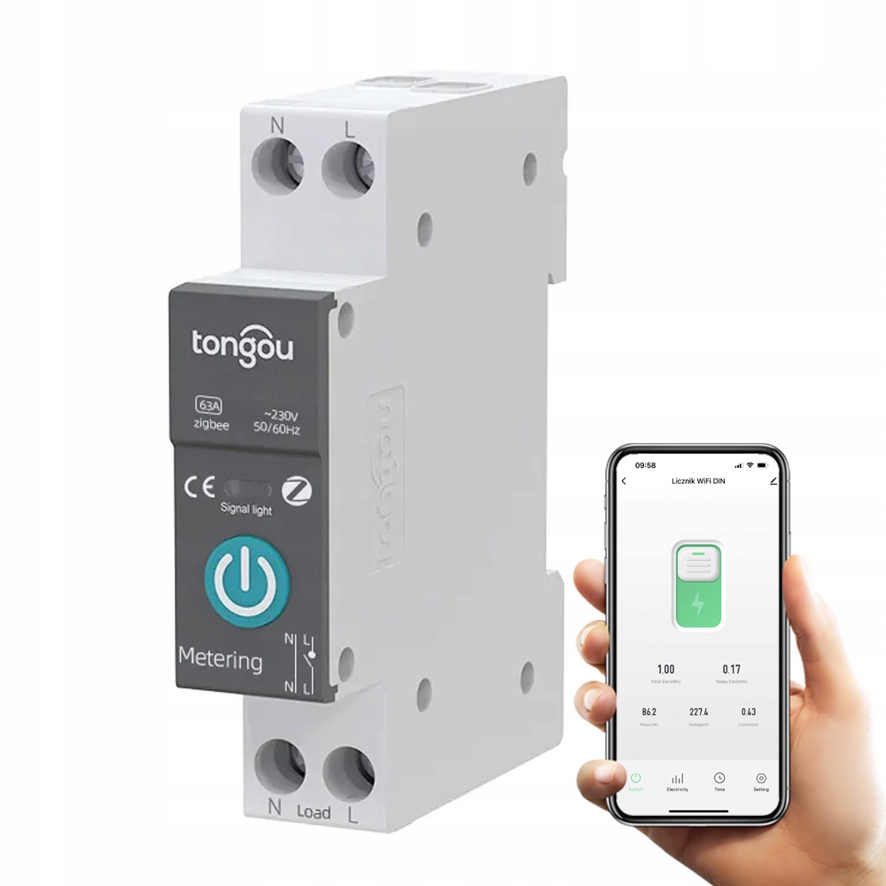 

Przekaźnik ZigBee 63A z pomiarem prądu Tuya Smart