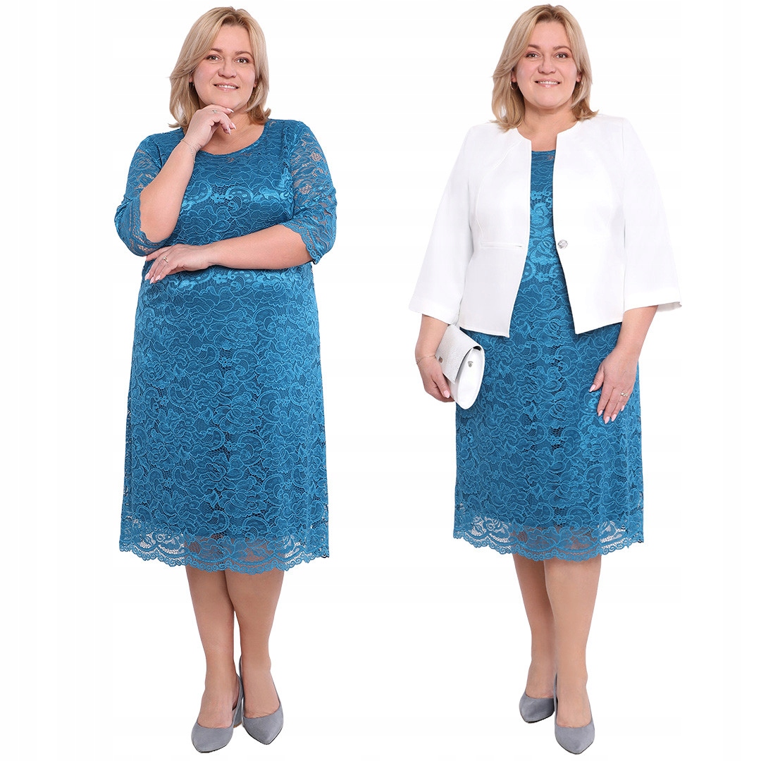 Mořská šaty s krajkou 46