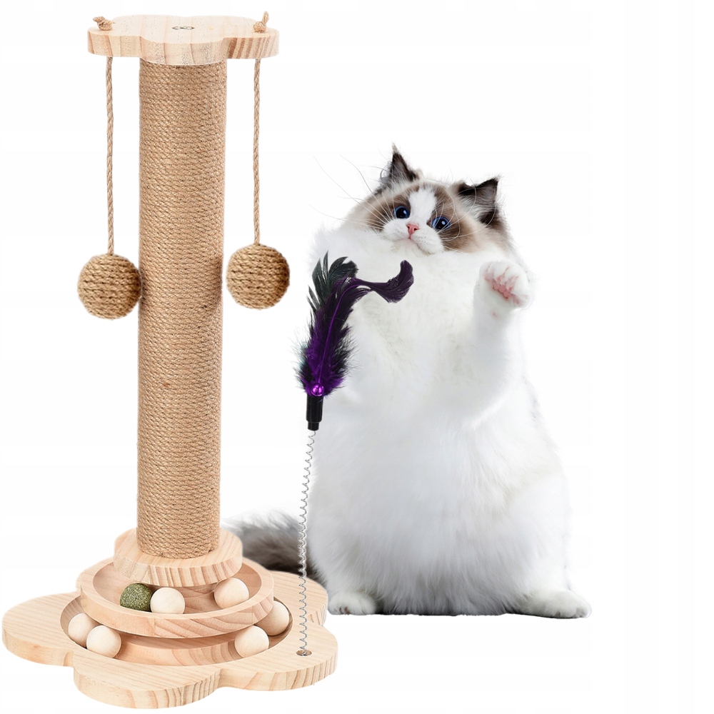 Levně Škrabadlo pro kočky sisalový škrabací sloupek věž 44.5 cm hračka