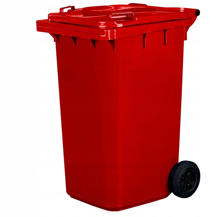 Solidny pojemnik czerwony 240L na odpady różnego typu – kosz na śmieci Hdpe