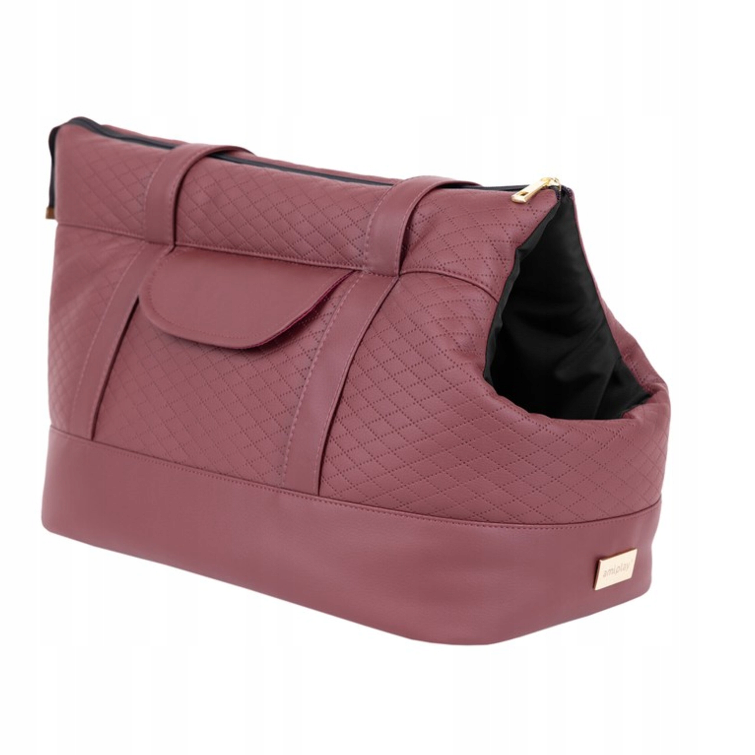 Levně Přepravní taška pro psa Amiplay z pohodlné syntetické kůže, 35 x 21 x 24 cm