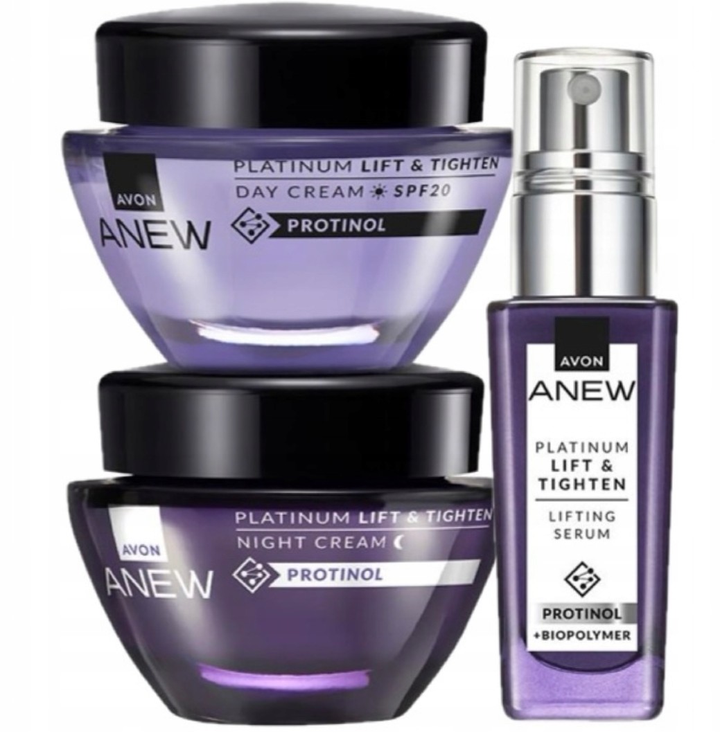 Avon Anew Liftingová sada Platinum 3v1 Serum_Denní krém_Noční krém