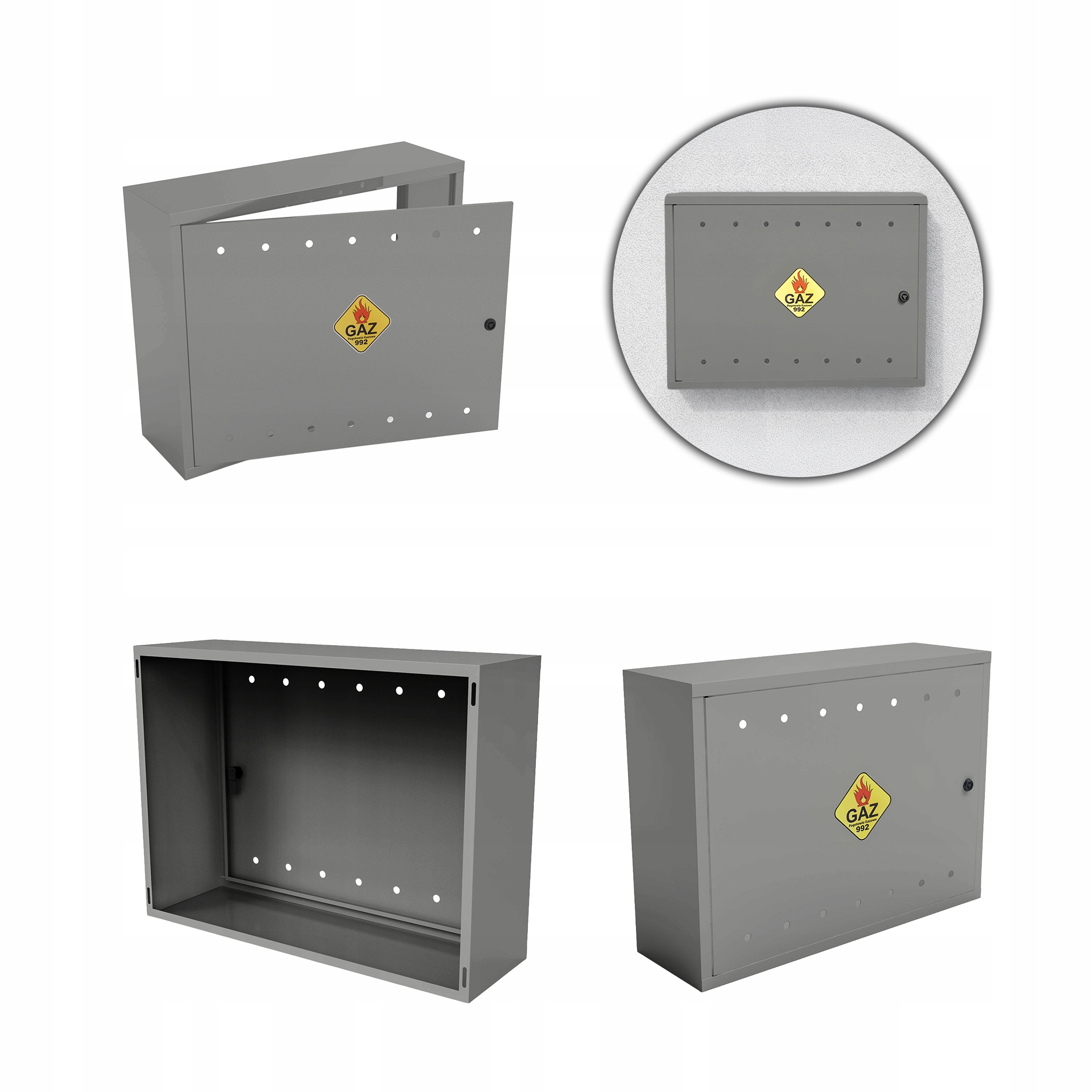 Plynová Skříňka 80x60x25 Popel/šedá Skříňka Na Plynový Ventil Ocelová