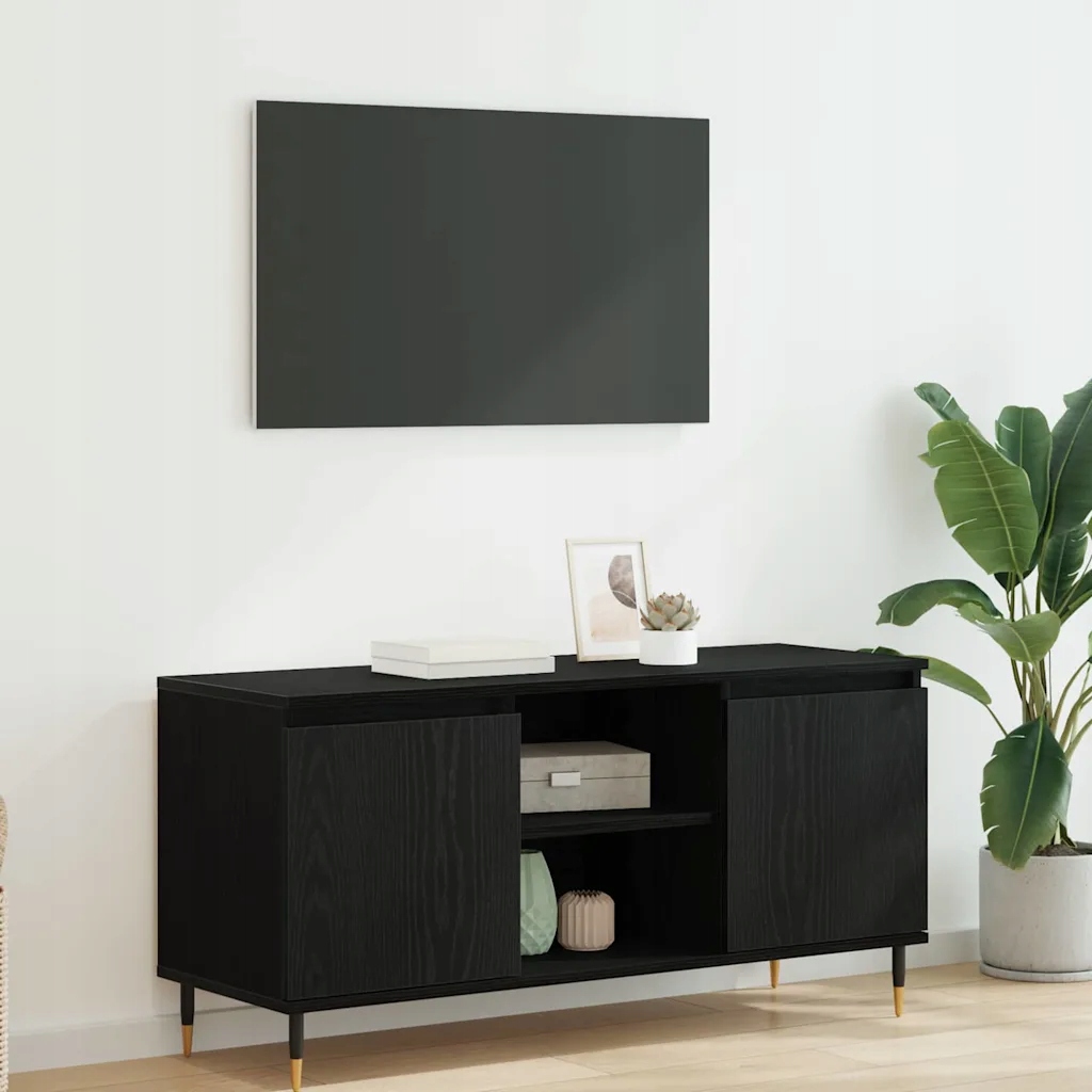 vidaXL Szafka pod telewizor Czarny Dąb 104 x 35 x 50 cm