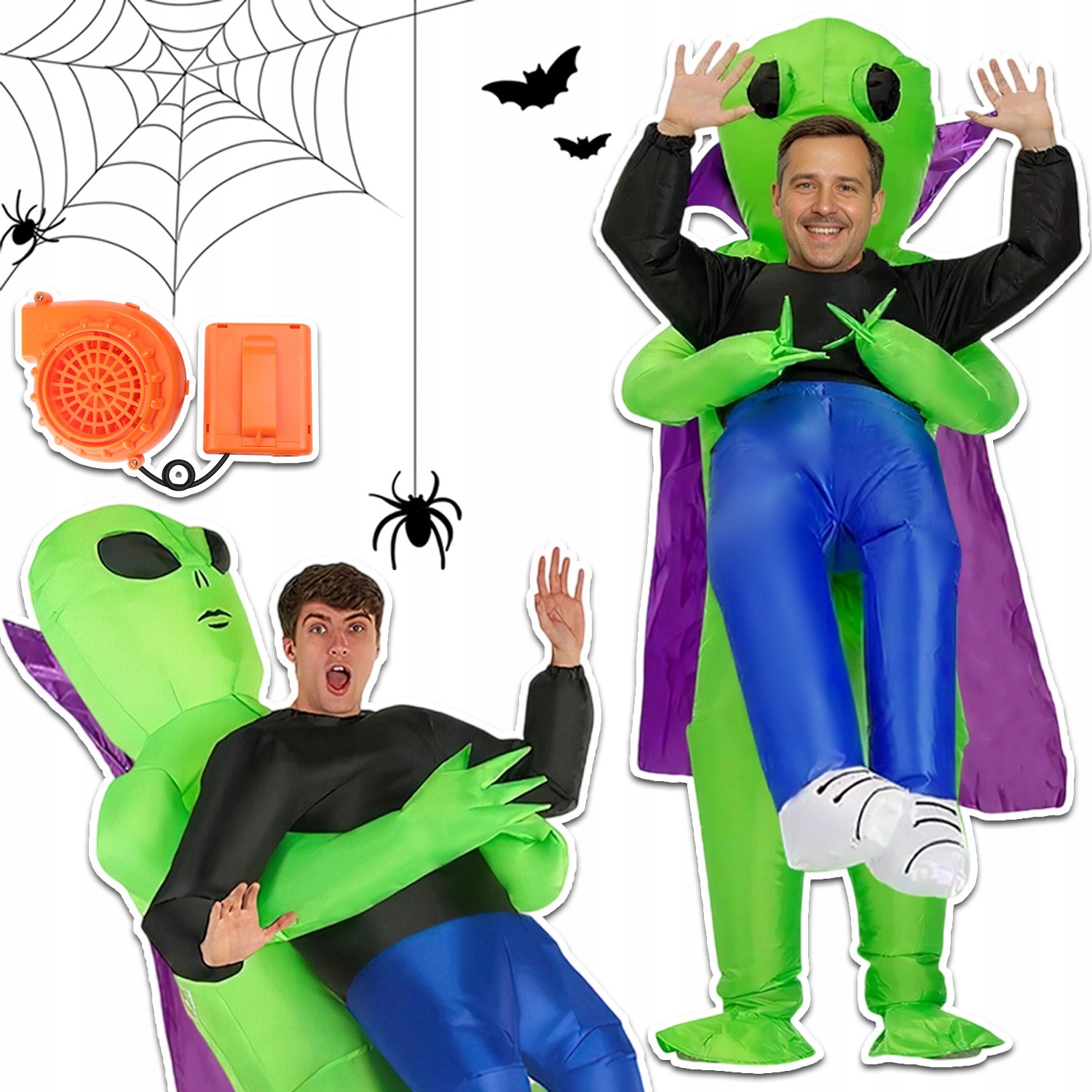 Velký Alien Kostým Karneval Převlek Pro Děti Nafukovací Zelený