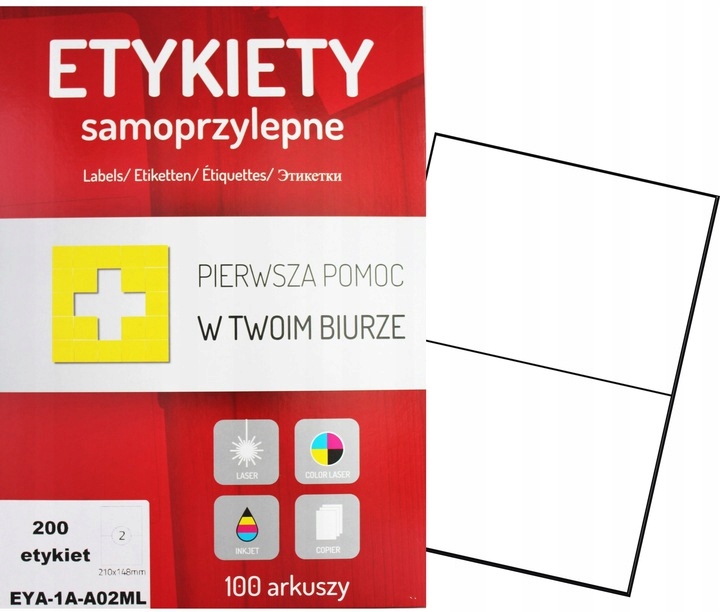 

Etykiety samoprzylepne A4 100 ark. 210x148mm 2 szt