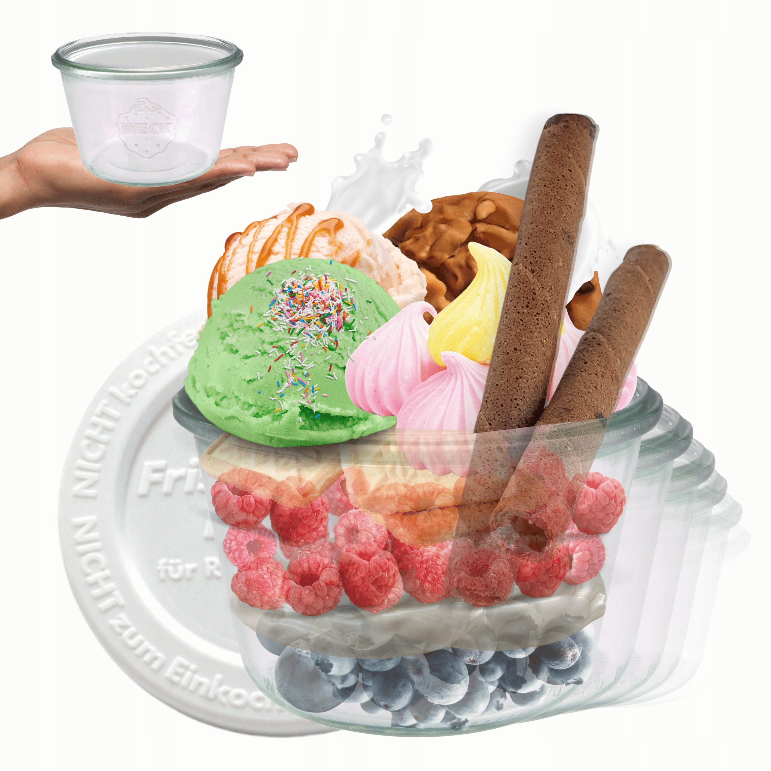 Sklenice Weck 370 ml zavařeniny Mold žáruvzdorné plastové víčka 12 Ks