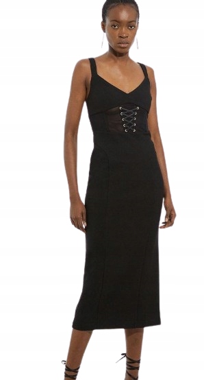 Karen Millen Tall Šaty Tužková Černá MIDI 40 B1F