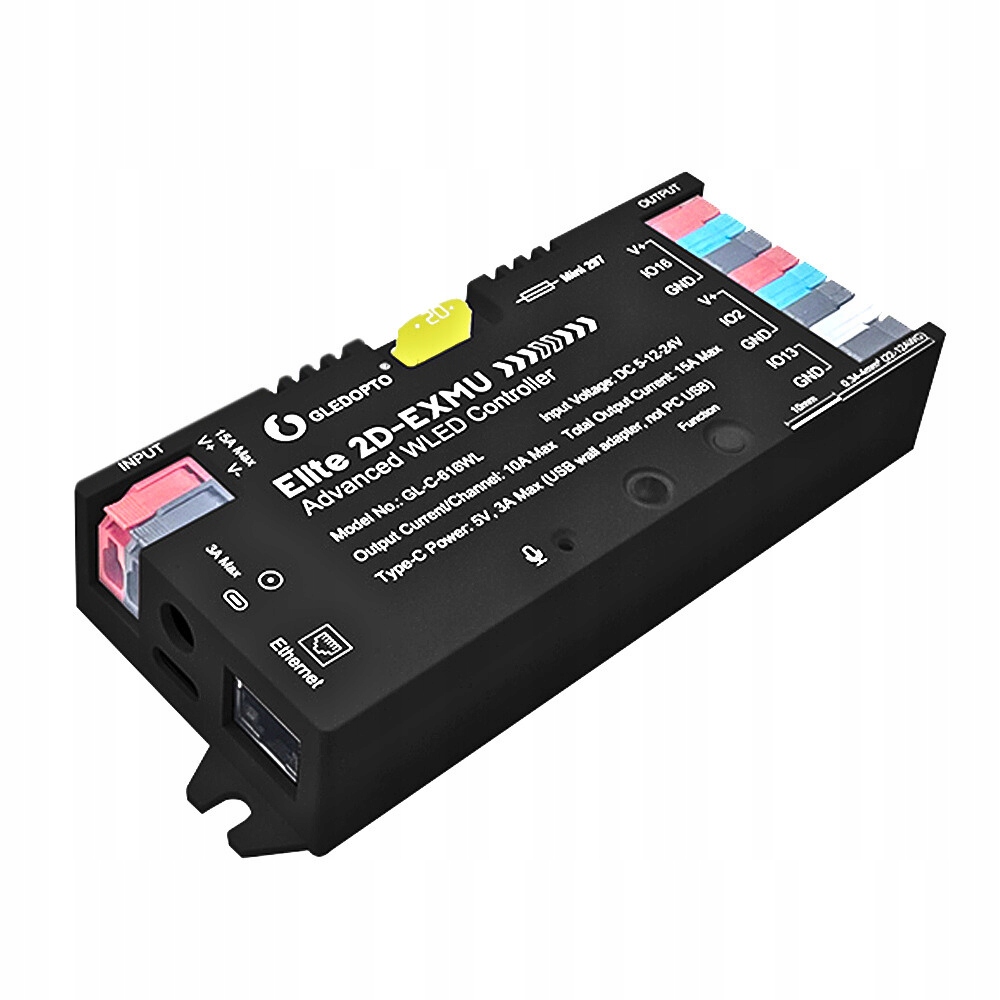 Ovladač Wled Rgbic WiFi ESP32 Ethernet RJ45 Pwm Magic Pixel WS281x Mqtt