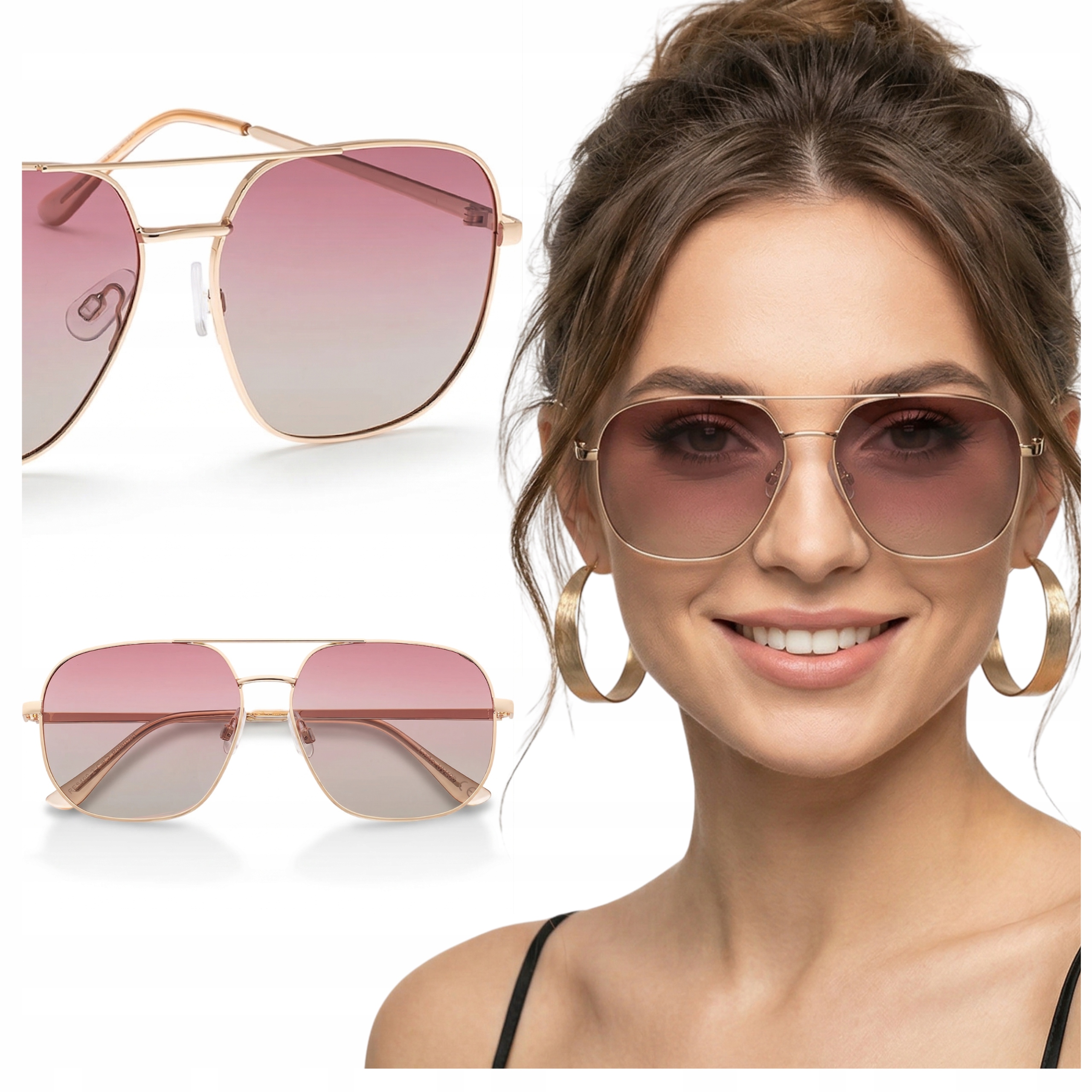 Okulary przeciwsłoneczne damskie z polaryzacją modne oprawki z etui Brilo