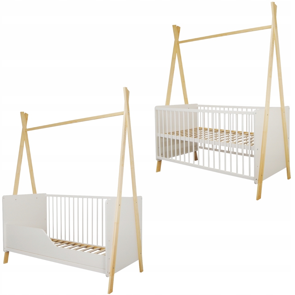 Dětská postýlka Tipi bílá 140x70 zábrana pro předškoláky