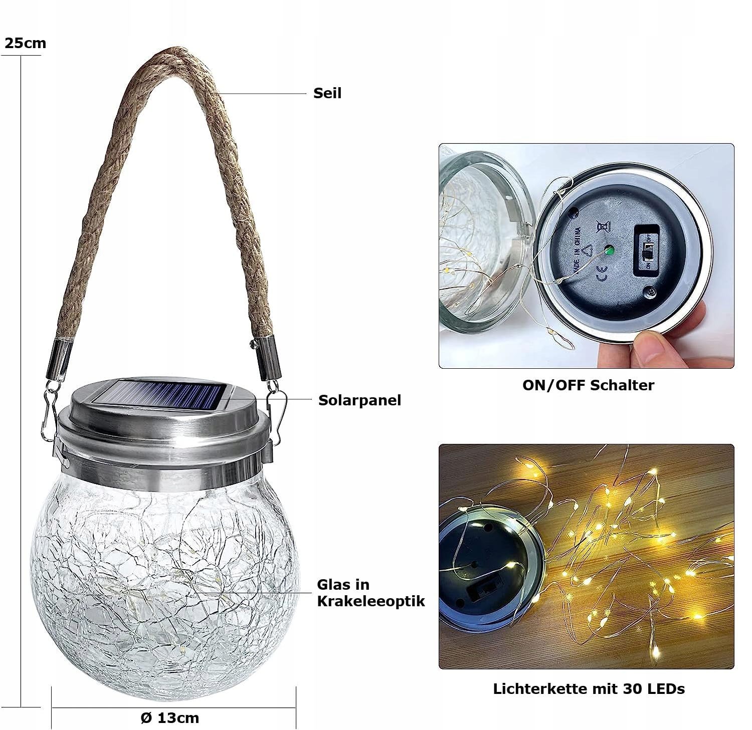 LED SOLARGLAS Lampa Solarna LED Zestaw 2 Sztuki Oświetlenie Ogrodowe — miniatura 2